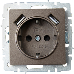 розетка 1-местная IEK РЮш10-2-БрТБ Brite - внешний вид