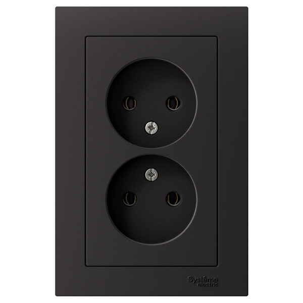 AtlasDesign карбон розетка скрытая 2-мест IP20 