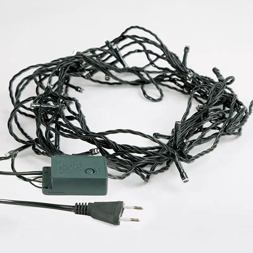 Гирлянда нить 6м белый 40свд с контроллером IP20 зеленый провод 8 режимов