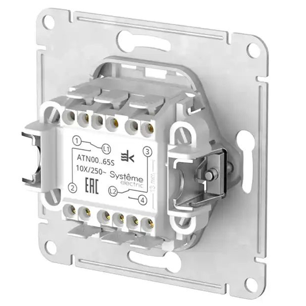 AtlasDesign белый механизм переключателя 2кл скрытая 10А IP20 быстрозажим.клем.  