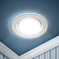 Светильник точечный GX53 круг белый/серебро встраиваемый ЭРА 