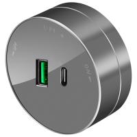 купить МультиТрек графит розетка USB A+C в шину 2-ая круглая в Тольятти МультиТрек графит розетка USB A+C в шину 2-ая круглая