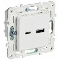купить Сканди арктический белый  механизм USB A+C скрытая 2-ая 18Вт в Тольятти Сканди арктический белый  механизм USB A+C скрытая 2-ая 18Вт