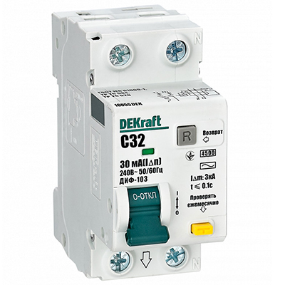 купить Дифавтомат 2Р 32А C 30мА 4,5кА ДИФ-103 2мод Schneider Electric DEKraft в Тольятти Дифавтомат 2Р 32А C 30мА 4,5кА ДИФ-103 2мод Schneider Electric DEKraft