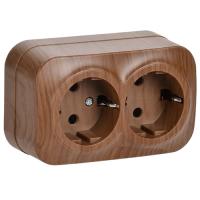 купить Глори дуб розетка открытая 2-мест заземление IP20 в Тольятти Глори дуб розетка открытая 2-мест заземление IP20