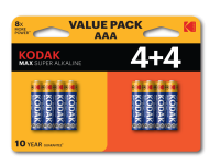 купить Батарейка AAA(мизинчик) алкалиновая BL8 Kodak Max  в Тольятти Батарейка AAA(мизинчик) алкалиновая BL8 Kodak Max