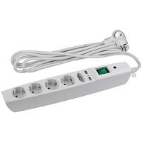 купить Фильтр сетевой 5-мест 2м ПВС 3*0,75 белый выкл USB ЭРА в Тольятти Фильтр сетевой 5-мест 2м ПВС 3*0,75 белый выкл USB ЭРА