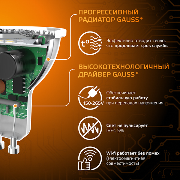купить Лампа свд 220В GU10 9Вт 3000К 830лм MR16 прозрачная Gauss  в Тольятти Лампа свд 220В GU10 9Вт 3000К 830лм MR16 прозрачная Gauss