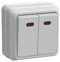 купить Октава выключатель открытая белый 2кл 10А с подсветкой IP20  в Тольятти Октава выключатель открытая белый 2кл 10А с подсветкой IP20