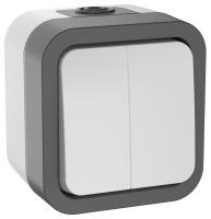 купить TORS Выключатель двухклавишный 10А IP55 TS205 сер-бел IEK в Тольятти TORS Выключатель двухклавишный 10А IP55 TS205 сер-бел IEK