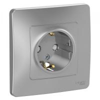 купить Бланка алюминий розетка скрытая 1-мест заземление шторки IP20 в Тольятти Бланка алюминий розетка скрытая 1-мест заземление шторки IP20