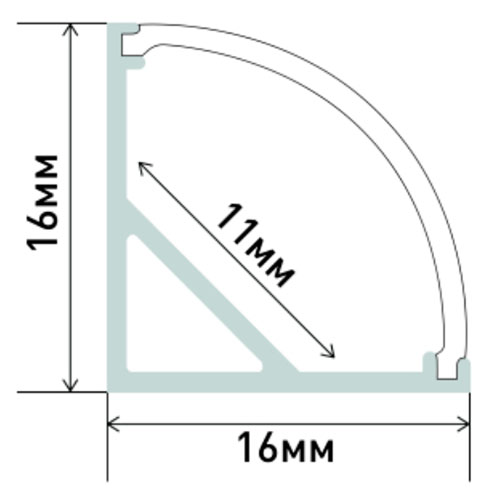 Профиль с экраном угловой овал 16*16мм ЭРА крепеж 4шт+заглушки 2шт