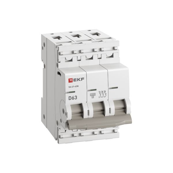 купить Автомат 3Р 63А D 4,5кА ВА47-63N EKF PROxima  в Тольятти Автомат 3Р 63А D 4,5кА ВА47-63N EKF PROxima