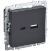 купить Брайт графит розетка USB A+C скрытая 2-ая  в Тольятти Брайт графит розетка USB A+C скрытая 2-ая