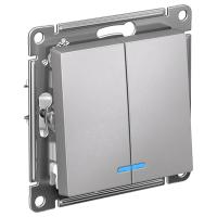AtlasDesign алюминий выключатель 2кл с подсветкой скрытая 10А IP20 