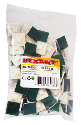 Площадка монтажная самоклеящаяся 25*25мм белый Rexant 100шт