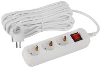 Удлинитель 3-мест 10м ПВС 3*1 белый выкл ЭРА  Greenline