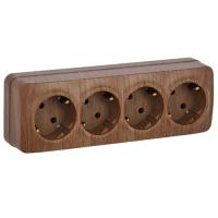 купить Глори дуб розетка открытая 4-мест заземление IP20 в Тольятти Глори дуб розетка открытая 4-мест заземление IP20