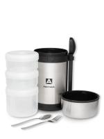 Термос 1,5л нержавеющая сталь Арктика широкое горло 6час (в комплекте с 3мя контейнерами и столовыми приборами) для еды серебро