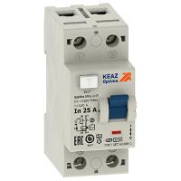 Выключатель дифференциальный (УЗО) 2Р 25А 30мА AC DM63 КЭАЗ OptiDin