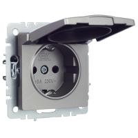 купить Брайт сталь розетка скрытая 1-мест заземление с крышкой шторки IP20  в Тольятти Брайт сталь розетка скрытая 1-мест заземление с крышкой шторки IP20