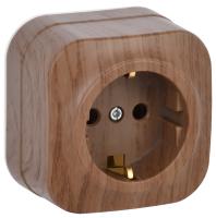 купить Глори дуб розетка открытая 1-мест заземление IP20  в Тольятти Глори дуб розетка открытая 1-мест заземление IP20