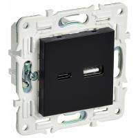 купить Сканди черный механизм USB A+C скрытая 2-ая  в Тольятти Сканди черный механизм USB A+C скрытая 2-ая