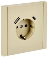 Фортепиано ваниль розетка скрытая 1-мест заземление шторки USB IP20 