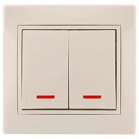 купить Мира выключатель скрытая бежевый 2кл 10А с подсветкой IP20  в Тольятти Мира выключатель скрытая бежевый 2кл 10А с подсветкой IP20