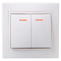 купить Кварта белый выключатель 2кл с подсветкой скрытая 10А IP20  в Тольятти Кварта белый выключатель 2кл с подсветкой скрытая 10А IP20
