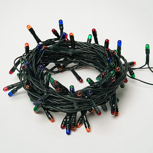 Гирлянда нить 5м мультицвет 100свд с контроллером IP20 зеленый провод Минилампы 8 режимов