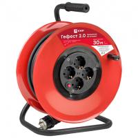 Удлинитель 4-мест 30м КГ 3*2,5 красный катушка металл IP20 EKF 