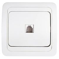 Классико белый розетка RJ45 скрытая 1-ая 