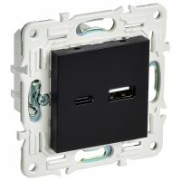 купить Сканди черный механизм USB A+C скрытая 2-ая  в Тольятти Сканди черный механизм USB A+C скрытая 2-ая