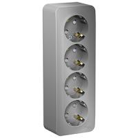 купить Бланка алюминий розетка открытая 4-мест заземление шторки IP20  в Тольятти Бланка алюминий розетка открытая 4-мест заземление шторки IP20