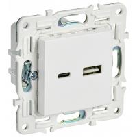 купить Сканди арктический белый  механизм USB A+C скрытая 2-ая 3,1А  в Тольятти Сканди арктический белый  механизм USB A+C скрытая 2-ая 3,1А