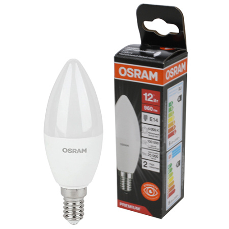 купить Лампа свеча свд Е14 12Вт 4000К 960лм B39 матовая Osram LED Value black в Тольятти Лампа свеча свд Е14 12Вт 4000К 960лм B39 матовая Osram LED Value black