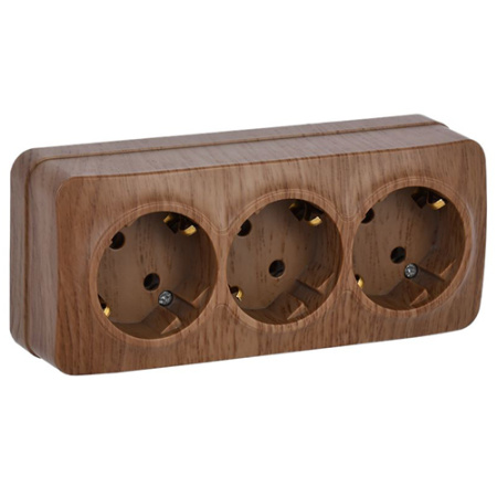 купить Глори дуб розетка открытая 3-мест заземление IP20 в Тольятти Глори дуб розетка открытая 3-мест заземление IP20