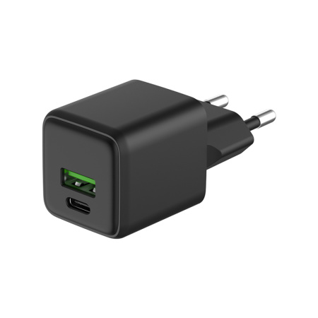 купить Сетевое зарядное устройство с двумя портами USB-A и USB-C, 20Вт GaN черный  REXANT в Тольятти Сетевое зарядное устройство с двумя портами USB-A и USB-C, 20Вт GaN черный  REXANT