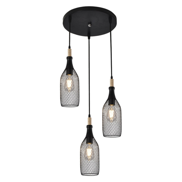 купить Светильник потолочный (люстра) 3*60Вт E27 черный  в Тольятти Светильник потолочный (люстра) 3*60Вт E27 черный