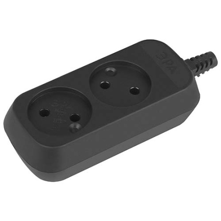 Колодка 2-мест 10А черный пластик IP20 ЭРА