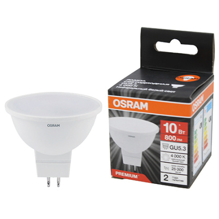 купить Лампа свд 220В GU5.3 10Вт 4000К 800лм MR16 матовая Osram LED Value black в Тольятти Лампа свд 220В GU5.3 10Вт 4000К 800лм MR16 матовая Osram LED Value black