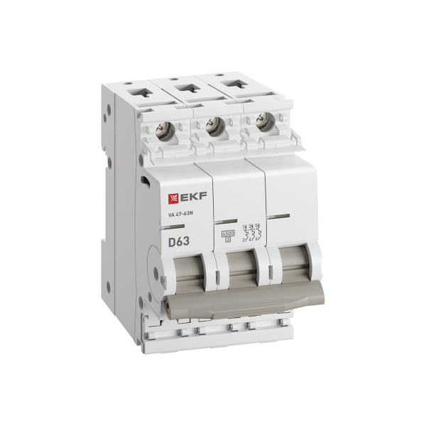 купить Автомат 3Р 63А D 4,5кА ВА47-63N EKF PROxima  в Тольятти Автомат 3Р 63А D 4,5кА ВА47-63N EKF PROxima