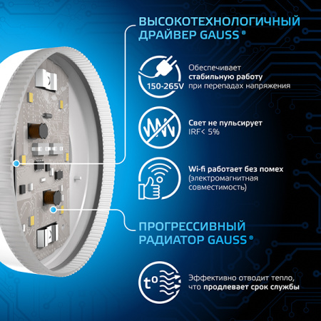 купить Лампа свд 220В GX53 8Вт 6500К 760лм таблетка матовая Gauss  в Тольятти Лампа свд 220В GX53 8Вт 6500К 760лм таблетка матовая Gauss