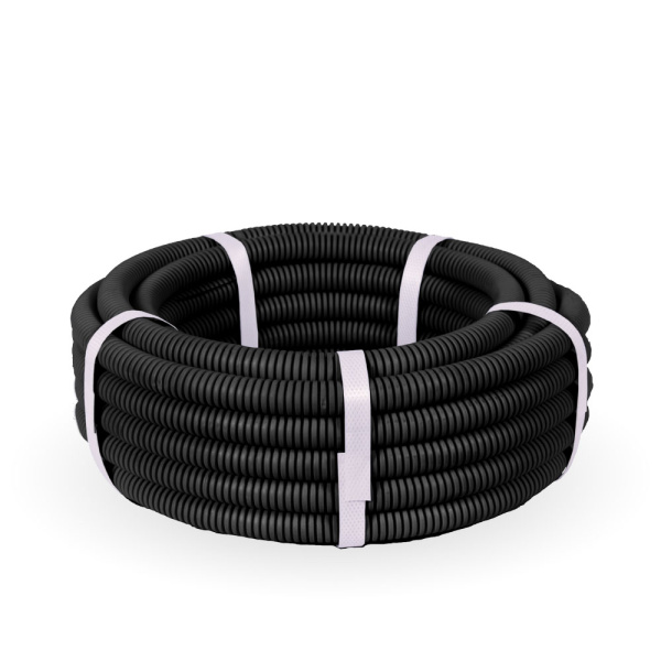 купить Труба гофра 16мм  легкая 10м ПРОМРУКАВ черный безгалогенная (HF) в Тольятти Труба гофра 16мм  легкая 10м ПРОМРУКАВ черный безгалогенная (HF)