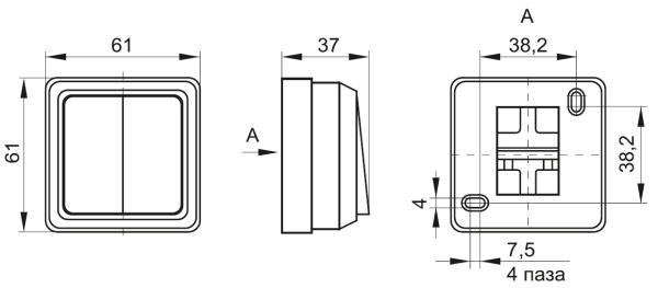 Октава выключатель открытая дуб 2кл 10А IP20 