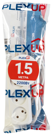 купить Удлинитель 3-мест 1,5м ПВС 2*0,75 белый PlexUp в Тольятти Удлинитель 3-мест 1,5м ПВС 2*0,75 белый PlexUp