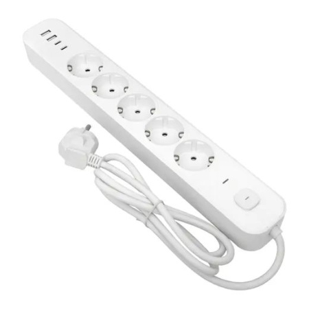 купить Удлинитель 5-мест 3м ПВС 3*1,5 белый выкл EKF  2USB 2,4А+2USBtype-С в Тольятти Удлинитель 5-мест 3м ПВС 3*1,5 белый выкл EKF  2USB 2,4А+2USBtype-С