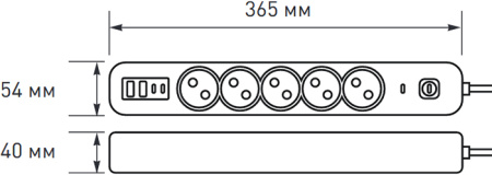 купить Удлинитель 5-мест 3м ПВС 3*1,5 белый выкл EKF  2USB 2,4А+2USBtype-С в Тольятти Удлинитель 5-мест 3м ПВС 3*1,5 белый выкл EKF  2USB 2,4А+2USBtype-С