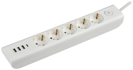 купить Удлинитель 5-мест 2м ПВС 3*1 белый 4*USB IEK  MODERN в Тольятти Удлинитель 5-мест 2м ПВС 3*1 белый 4*USB IEK  MODERN